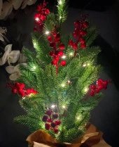 Yılbaşı Ağacı Led Işıklı Kokina Yapay Çam Ağacı Kraft Saksıda 55cm - 3