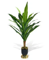 Nettenevime Yapay Çiçek Kılıç Yukka Ağacı 115cm Salon Bitkisi Siyah Gold Galvaniz Vazoda - 1