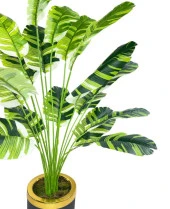 Nettenevime Yapay Çiçek Çizgili Muz Yapraklı Salon Çiçeği 18Dal 90*50cm Gold Siyah Vazoda Yapay Bitki - 4