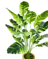 Nettenevime Yapay Çiçek Çizgili Muz Yapraklı Salon Çiçeği 18Dal 90*50cm Gold Siyah Vazoda Yapay Bitki - 5