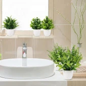 Nettenevime 6lı Set Yapay Çiçek Beyaz Saksıda 6 Çeşit Yeşil Bitki thumbnail 3