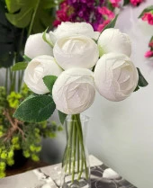 Nettenevime Yapay Çiçek 7li Beyaz Şakayık Demeti Erengül Gelin Buketi Çiçeği - 4