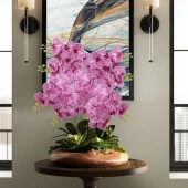 Nettenevime Yapay Çiçek Pembe Koyu Islak Orkide Gerçeksi Doku Uzun Dal 90 cm thumbnail 7