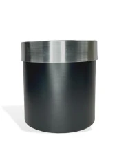 Nettenevime Dekoratif Siyah Vazo Gümüş Kemerli 31*31 Paslanmaz Aleminyum Malzeme - 1