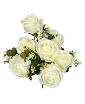 Nettenevime Yapay Çiçek Şakayık Gül 11 Dallı Büyük Demet 7Dal Gül 4 Dal Cipso Krem thumbnail 5