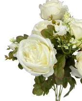 Nettenevime Yapay Çiçek Şakayık Gül 11 Dallı Büyük Demet 7Dal Gül 4 Dal Cipso Krem thumbnail 6