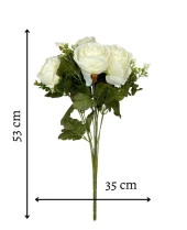 Nettenevime Yapay Çiçek Şakayık Gül 11 Dallı Büyük Demet 7Dal Gül 4 Dal Cipso Krem thumbnail 7