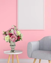 Nettenevime Yapay Çiçek Aranjmanı Pembe Beyaz Gül ve Kokinalı Gümüş Cam Kupa Vazoda Nişan Çiçeği İsteme Çiçeği thumbnail 2