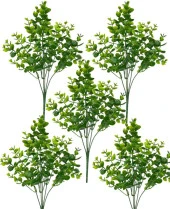 Nettenevime 5li Set Yapay Çiçek Şimşir Demet Garnitür Yeşil Aradal Dekoratif Yapay Bitki - 1