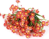 Nettenevime 6lı Set Yapay Çiçek Kırmızı Papatya 7 Dallı Plastik Dekoratif Yapay Bitki thumbnail 2