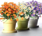 Nettenevime Yapay Çiçek Turuncu Papatya 7 Dallı Plastik Dekoratif Yapay Bitki thumbnail 7