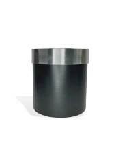 Nettenevime Dekoratif Siyah Vazo Gümüş Kemerli 20*20 Paslanmaz Aleminyum Malzeme - 1