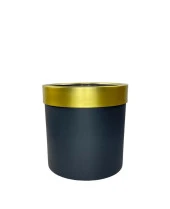 Nettenevime Dekoratif Siyah Vazo Altın Gold Kemerli 20*20 Paslanmaz Aleminyum Malzeme - 1