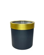 Nettenevime Dekoratif Siyah Vazo Altın Gold Kemerli 20*20 Paslanmaz Aleminyum Malzeme - 2