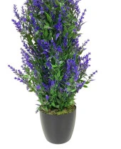 Yapay Çiçek Siyah Saksıda Mor Lavanta Ağacı 55cm - 3