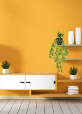 Yapay Çiçek Sarkan Bambu Yapraklı Bitki Küçük Siyah Saksıda Yapay Sarmaşık 65cm thumbnail 5