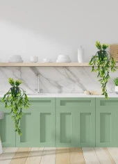 Nettenevime Yapay Çiçek Sarkan Fesleğen Yapraklı Bitki Küçük Siyah Saksıda Yapay Sarmaşık 55cm thumbnail 2