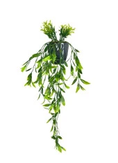 Nettenevime Yapay Çiçek Sarkan Fesleğen Yapraklı Bitki Küçük Siyah Saksıda Yapay Sarmaşık 55cm thumbnail 5