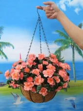 Nettenevime Yapay Çiçek Sarkaç Askılı Makreme Sepette Açelya Somon  Çiçek Sepeti - 3