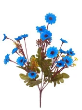 Nettenevime Yapay Çiçek Kır Çiçeği Mavi Koyu Papatya Kumaş Çiçekli thumbnail 4