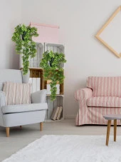 Nettenevime Yapay Çiçek Saksıda Sarkan Yeşil Fare Kulağı Şimşir Yapay Sarmaşık Pastel 50cm thumbnail 4