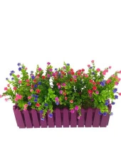 Nettenevime Yapay Çiçek Mor Çit Balkon Saksısı Renkli Mineli Şimşir Çiçekli 55*35cm thumbnail 2