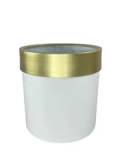 Nettenevime Dekoratif Beyaz Vazo Altın Kemerli 26*24 Paslanmaz Aleminyum Malzeme - 2