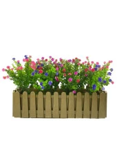 Nettenevime Yapay Çiçek Dore Gold Çit Balkon Saksısı Renkli Mineli Şimşir Çiçekli 55*35cm thumbnail 1