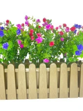 Nettenevime Yapay Çiçek Dore Gold Çit Balkon Saksısı Renkli Mineli Şimşir Çiçekli 55*35cm thumbnail 3