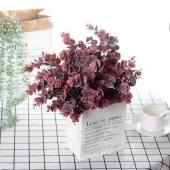 Nettenevime Yapay Çiçek Okaliptus Şimşir Demeti Pudralı Pastel Bordo Garnitür Aradal Dekoratif Yapay Bitki thumbnail 1
