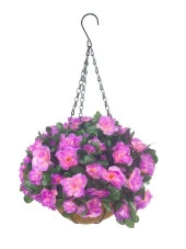 Nettenevime Yapay Çiçek Sarkaç Askılı Makreme Sepette Açelya Lila Çiçek Sepeti thumbnail 1