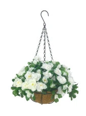 Nettenevime Yapay Çiçek Sarkaç Askılı Makreme Sepette Açelya Beyaz Çiçek Sepeti thumbnail 1
