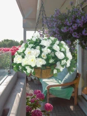 Nettenevime Yapay Çiçek Sarkaç Askılı Makreme Sepette Açelya Beyaz Çiçek Sepeti thumbnail 2