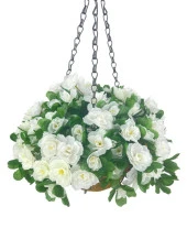 Nettenevime Yapay Çiçek Sarkaç Askılı Makreme Sepette Açelya Beyaz Çiçek Sepeti thumbnail 3