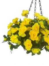 Nettenevime Yapay Çiçek Sarkaç Askılı Makreme Sepette Açelya Sarı Çiçek Sepeti thumbnail 5