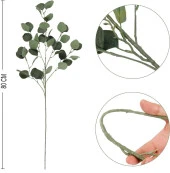 Nettenevime Yapay Çiçek Yeşil Okaliptus Tek Dal Kumaş Yapraklı Uzun Dal 80cm Eucalyptus thumbnail 4