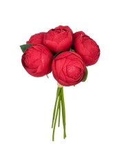 Nettenevime Yapay Çiçek 10lu Kırmızı Şakayık Demeti Erengül Gelin Buketi Çiçeği - 4