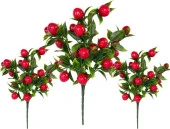 Nettenevime 3lü Set Yapay Kiraz Demeti Yapay Çiçek 30*20cm Yeşil Yapraklı thumbnail 1