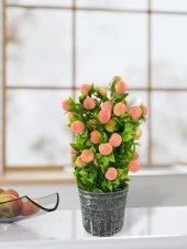 Nettenevime Yapay Çiçek Gri Seramik Saksıda Şeftali Ağacı thumbnail 3