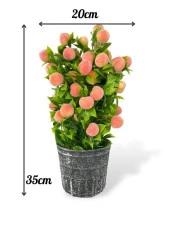 Nettenevime Yapay Çiçek Gri Seramik Saksıda Şeftali Ağacı thumbnail 6