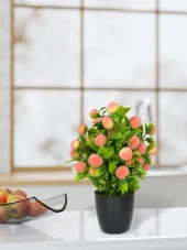 Nettenevime Yapay Çiçek Şeftali Ağacı Siyah Saksıda Şeftali 30cm - 3