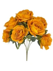 Nettenevime Yapay Çiçek 7li Gül Demeti 40*30cm 1.Kalite Büyükboy HARDAL thumbnail 1