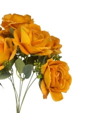 Nettenevime Yapay Çiçek 7li Gül Demeti 40*30cm 1.Kalite Büyükboy HARDAL thumbnail 5