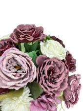 Nettenevime Yapay Çiçek Aranjmanı Büyük Boy Mor Beyaz Tonlar Gümüş Metal Vazolu Arajman Nişan Kız İsteme Çiçeği thumbnail 5
