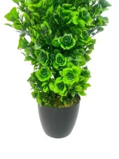 Nettenevime Yapay Çiçek Siyah Saksıda Güllü Yeşil Şimşir Ağacı 55cm thumbnail 3