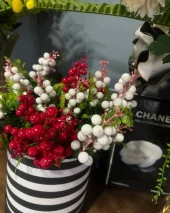 Nettenevime Yapay Çiçek Kokina Demet Beyaz K51 Yılbaşı Çiçeği Christmas White Berry thumbnail 7