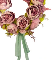 Nettenevime Yapay Çiçek Kapı Süsü Gülkurusu Pudra Marsilya Güllü Şakayık Yılbaşı Kapı Çelengi thumbnail 2