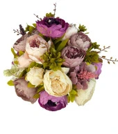 Nettenevime Yapay Çiçek Aranjmanı Mor Pembe Gülkurusu Rengi Gold Cam Vazoda Nişan Çiçeği İsteme Çiçeği thumbnail 6