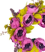 Nettenevime Yapay Çiçek Kapı Süsü Mor Şakayık Marsilya Güllü Yılbaşı Kapı Çelengi thumbnail 3