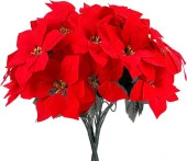 Nettenevime Yapay Çiçek Atatürk Çiçeği Kırmızı Demet Kadife Dokulu Christmas Flower - 1